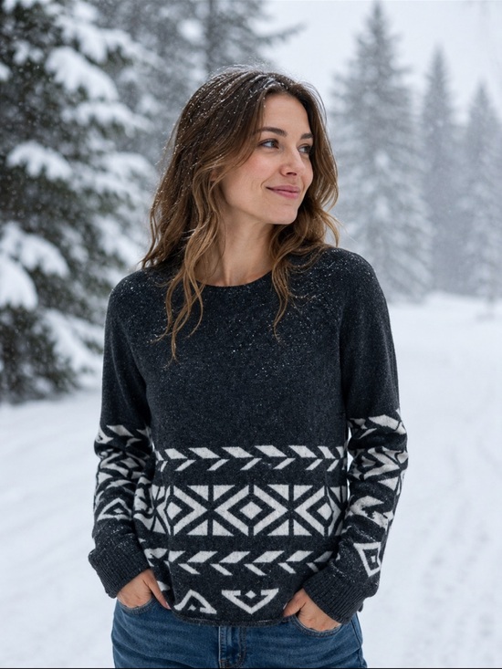 Title nine Sweaters - TITLE NINE POR VIDA GEOMETRIC WOOL SWEATER WOMENS MEDIUM